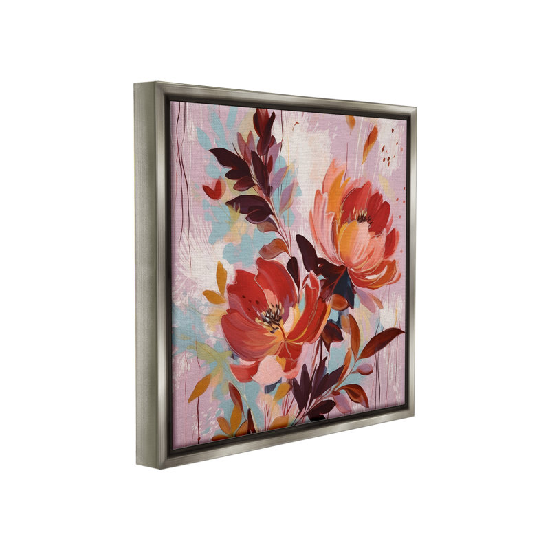 «Blooming Petals Motif Floater Frame» par Lazar Studio sur, H 25 po x l 25 po, Cadre flottant gris lustré