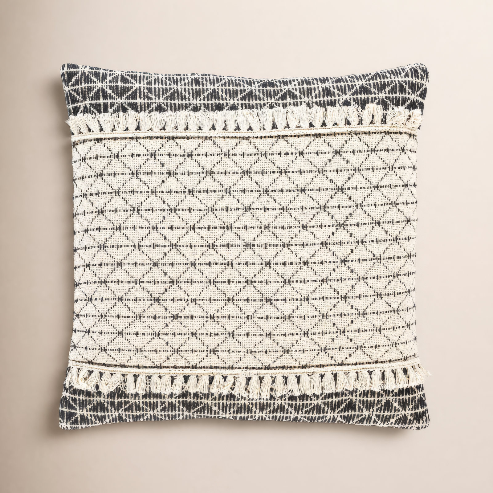 Santina Tassels Cotton Throw Pillow, 18" x 18", Down