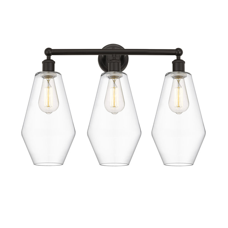 Éclairage pour salle de bain 3 lumières à intensité variable, Transparent, Bronze huilé