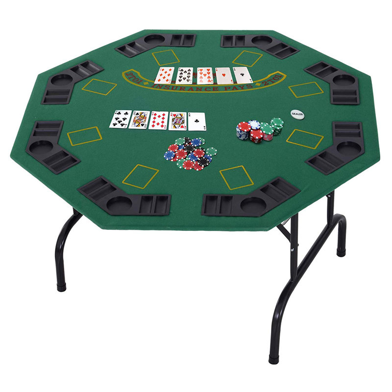 8-Player Green Folding Poker Table with Felt Surface