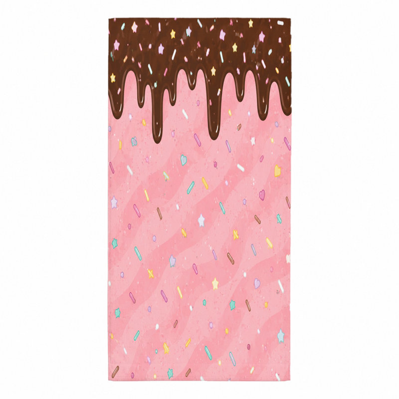 1 serviette de plage rose crème glacée, avec une bruine de chocolat et des paillettes colorées dans un design ludique. Grande microfibre, idéale pour la baignade, les voyages, les voyages et le plaisir.