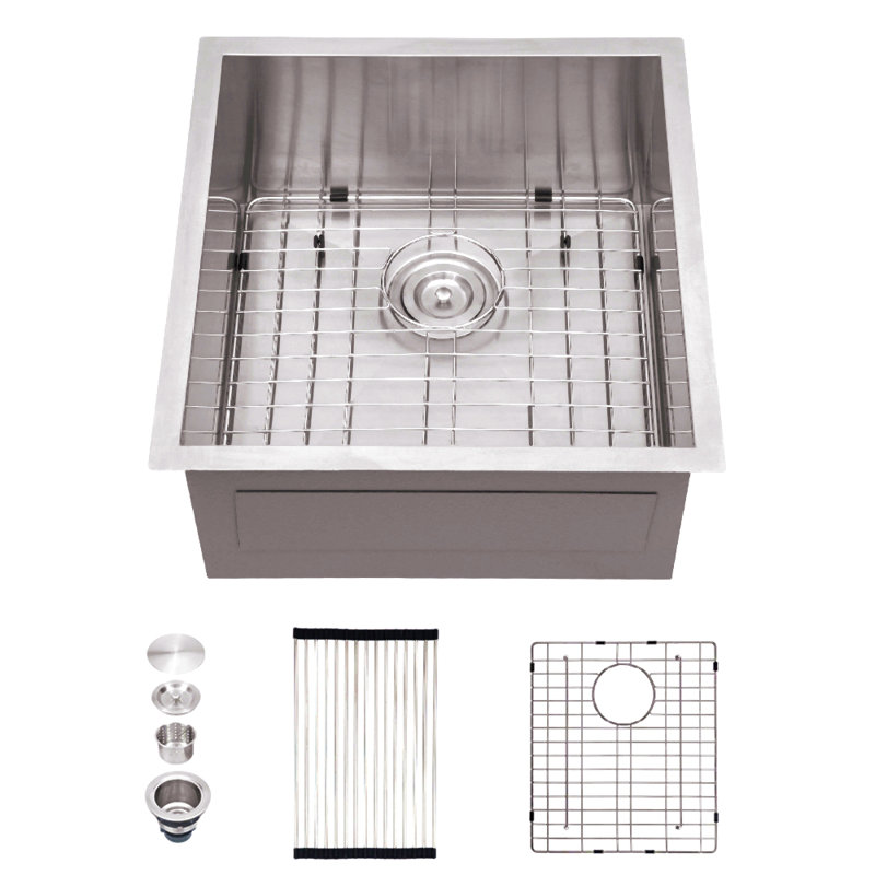 Évier de cuisine encastrable 13 po - 13 po x 15 po x 9 po - Évier de cuisine en acier inoxydable encastrable à profondeur unique de calibre 16 de 9 po