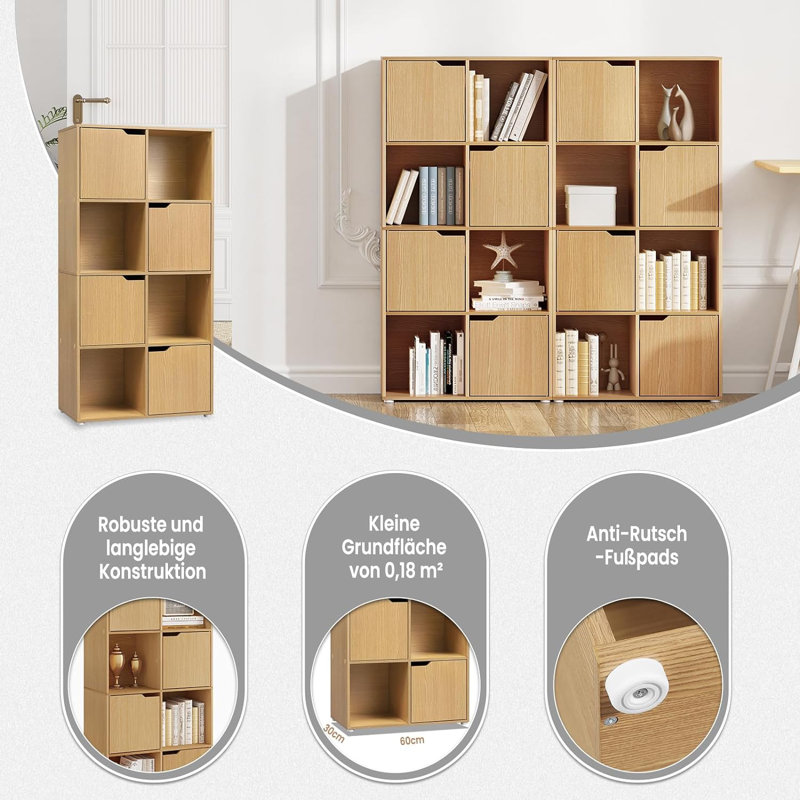 Neethu 120.5cm H x 60cm W Cube Bookcase, Brown