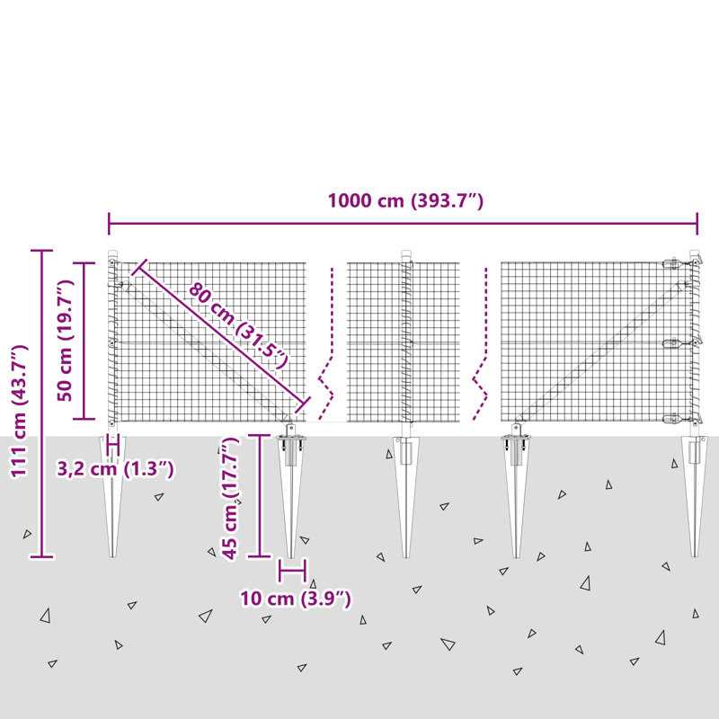 50cm H x 1000cm W Metal Fencing Kits