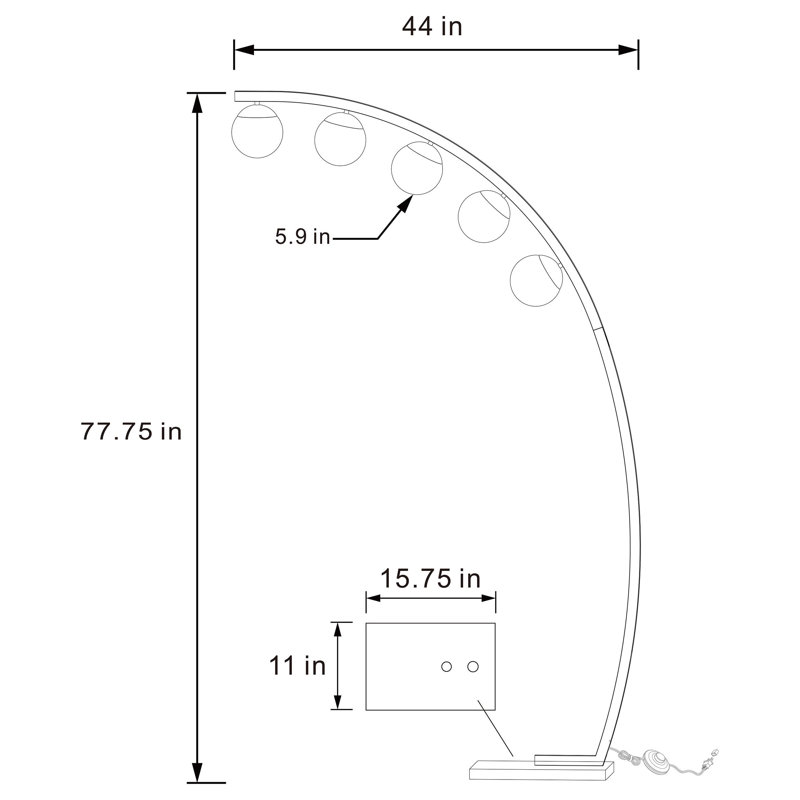 Lampe sur pied sphérique en métal 5 lumières Wendolyn