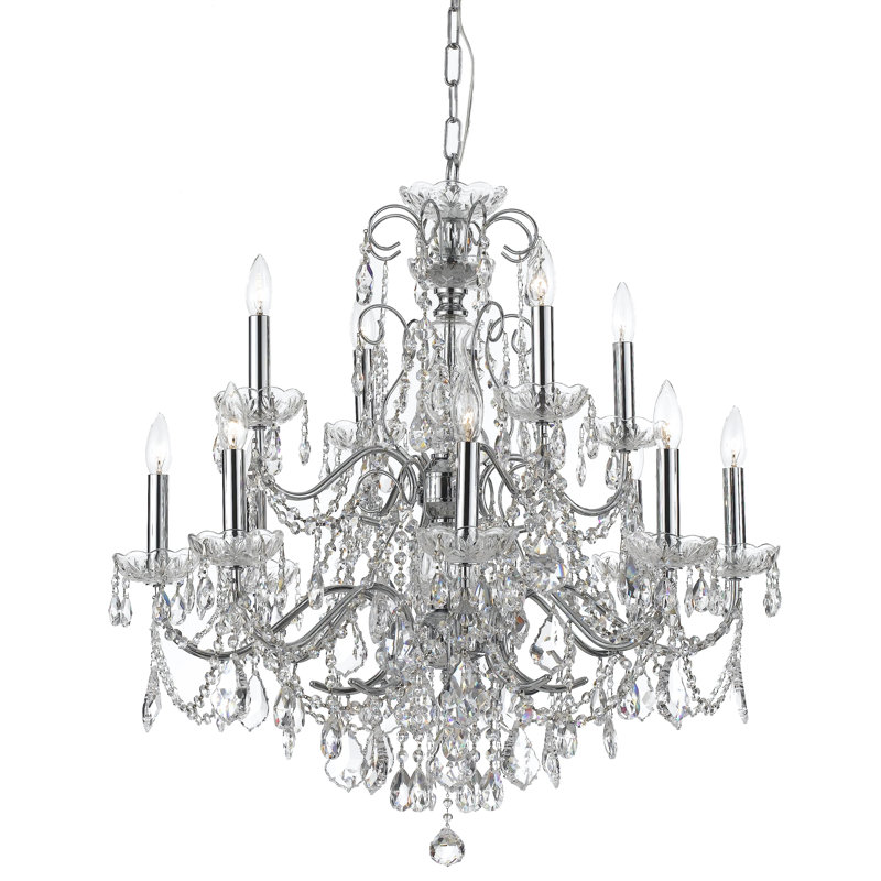 Lustre 12 lumières de style bougie Salgado avec détails en cristal, Italien