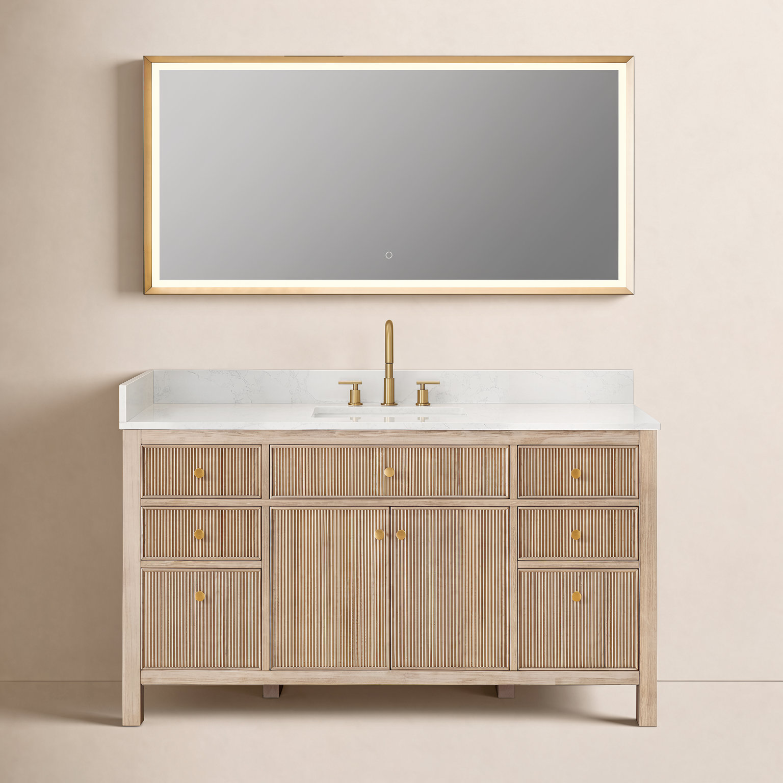 Lala 60" Single Bathroom Vanity, Nature Oak