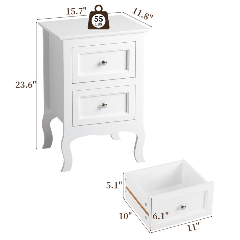 Kaser 15.75'' W Side Table, White