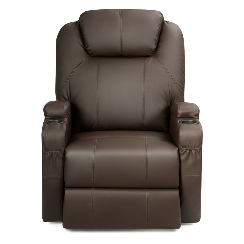 Fauteuil inclinable massant et chauffant, Similicuir café