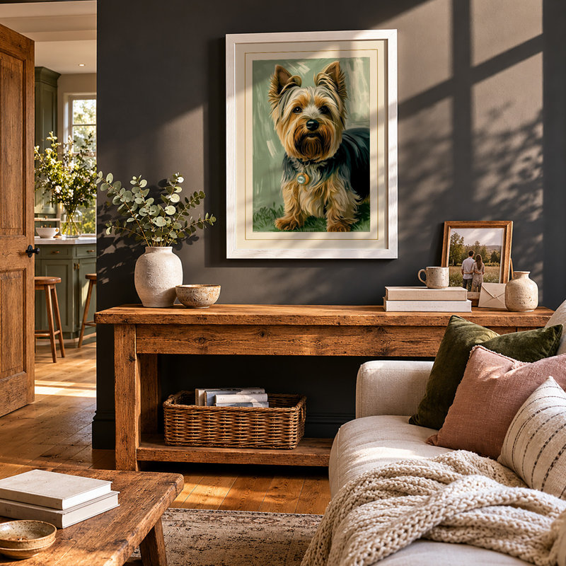 Gentle Terrier Boho - Framed Print, A4 - 29.7 x 21.0 cm, White