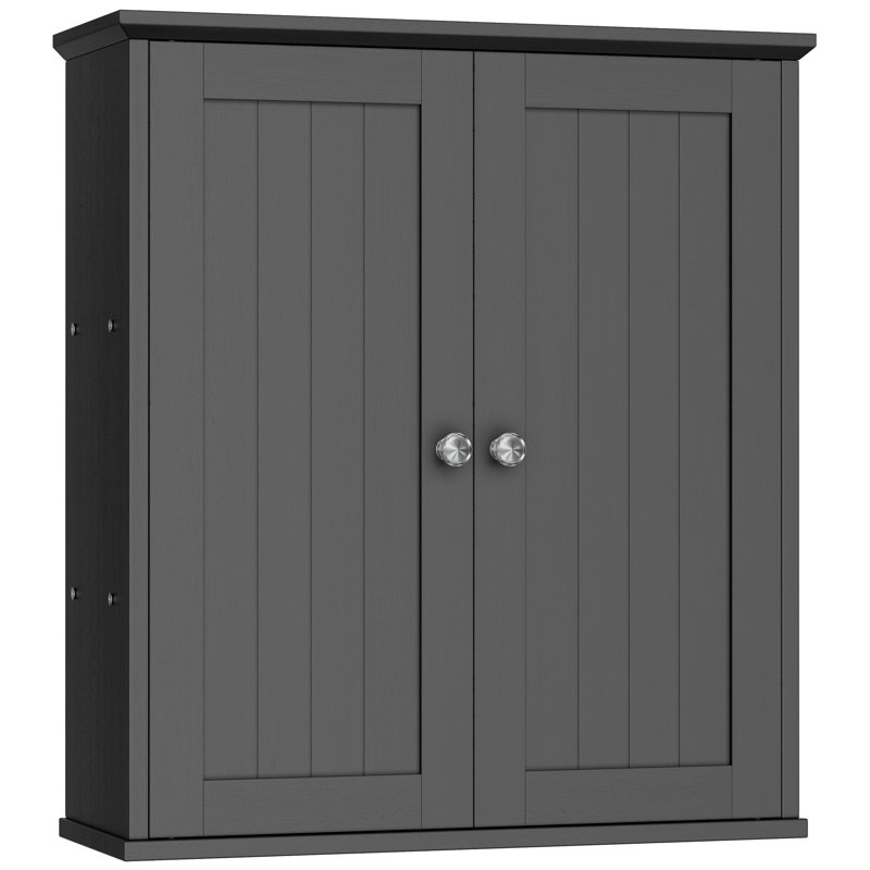 Bathroom Cabinet with Towel Bar & Shelf, Black
