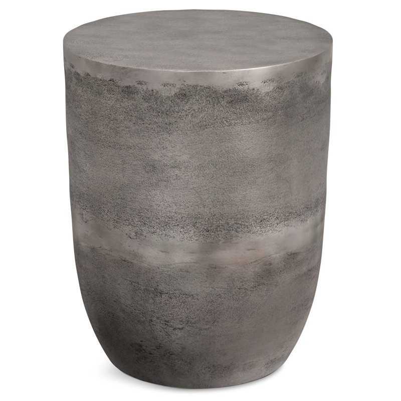 Table d'appoint contemporaine en aluminium coulé l 16,5 po Morris, Argent antique