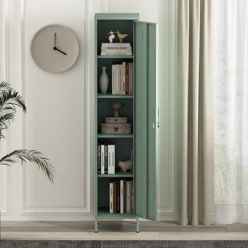 Bargale 15 Single Locker Storage Cabinet with 5 Adjustable Shelves, Green