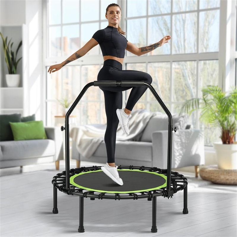 Wekli ft Round Fitness Trampoline with Handlebar