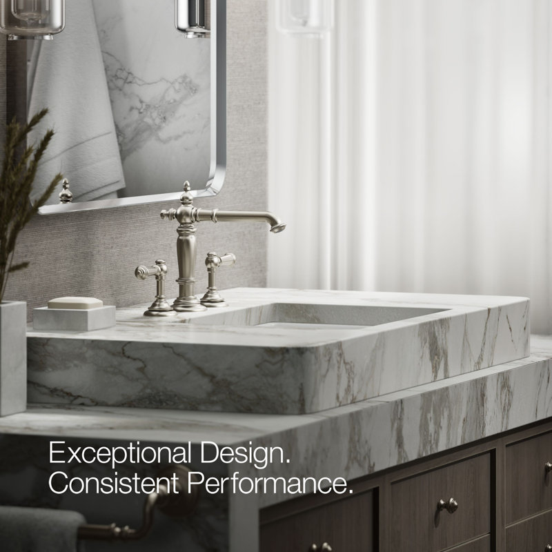 Artifacts® Widespread Bathroom Faucet with Drain Assembly, Vibrant Brushed Nickel