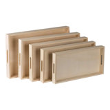 Wood Serving Tray With Handles - Five Piece Nested Breakfast Wood Tray - Wooden Crafts Couch Tray For Organizing - Wood Trays For Serving & Catering