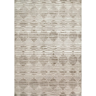 Tapis géométrique en polyester ivoire
