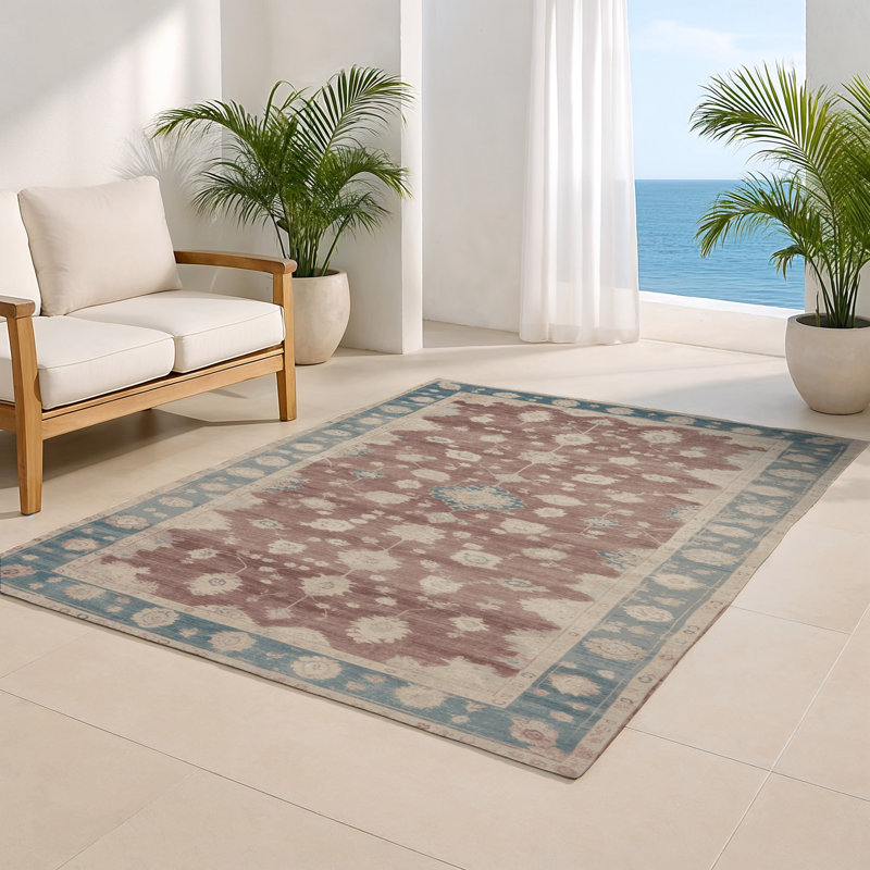 Overdyed Beige Indoor and Outdoor Area Rug, Rectangle 4' x 6'