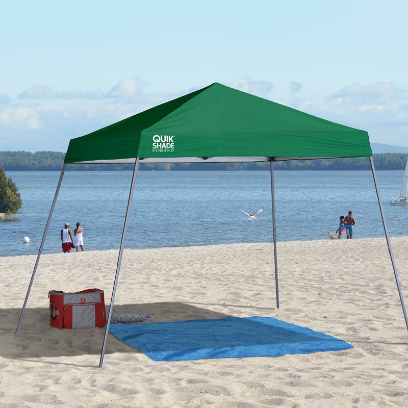 Quik Shade 10' X 10' Expedition 64 Square Feet Of Shade Slant Leg Base Outdoor Pop-Up Canopy, Green, Green