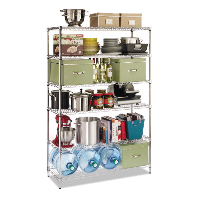 Silver 6-Shelf NSF Certified Wire Shelving Unit for Kitchen and Garage