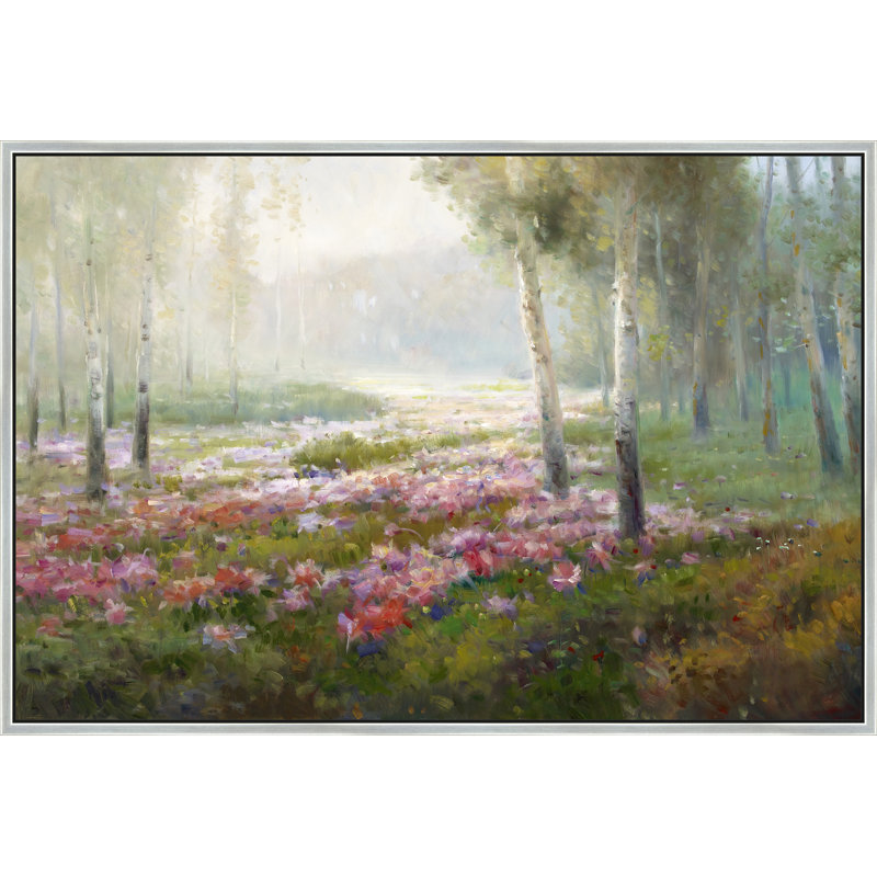 Dawn In The Birch Grove Print, 50" H x 74" W, Silver