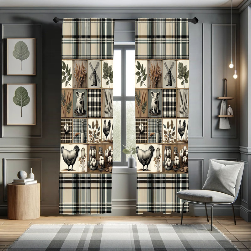 Paire de rideaux 2 panneaux Ambesonne Farmhouse, L 56 po x L 63 po