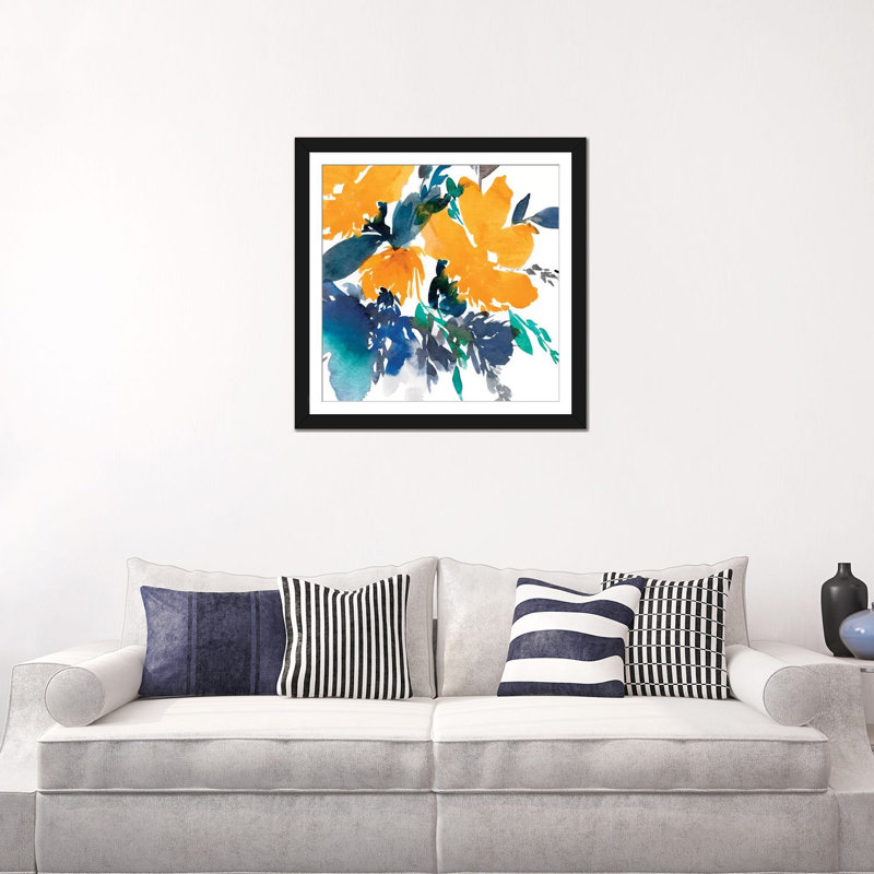 « fleur i », impression sur toile, Papier d'art encadré noir, H 24 po x l 24 po x P 1 po, Blanc