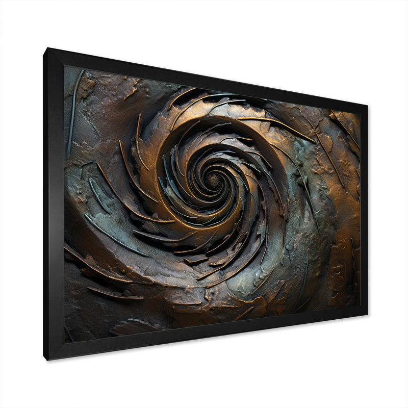 Bronze vortex tourbillonnant de sagesse I sur toile, H 30 po x l 40 po x P 1,5 po, Cadre photo noir