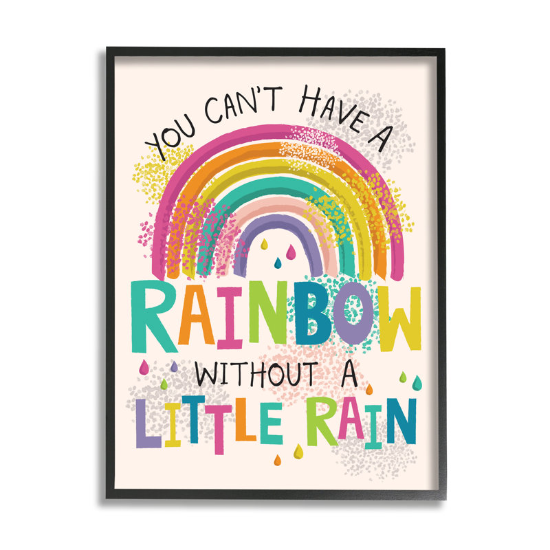 Traduction libre «can can rain rain sans rain» par Lisa Perry White bouton, H 20 po x l 16 po, Giclée encadrée noir minuit