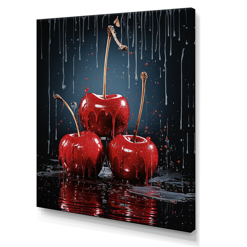 Red Cherry Delight 2 - art mural cerise, Toile tendue, H 40 po x l 30 po x P 1,5 po