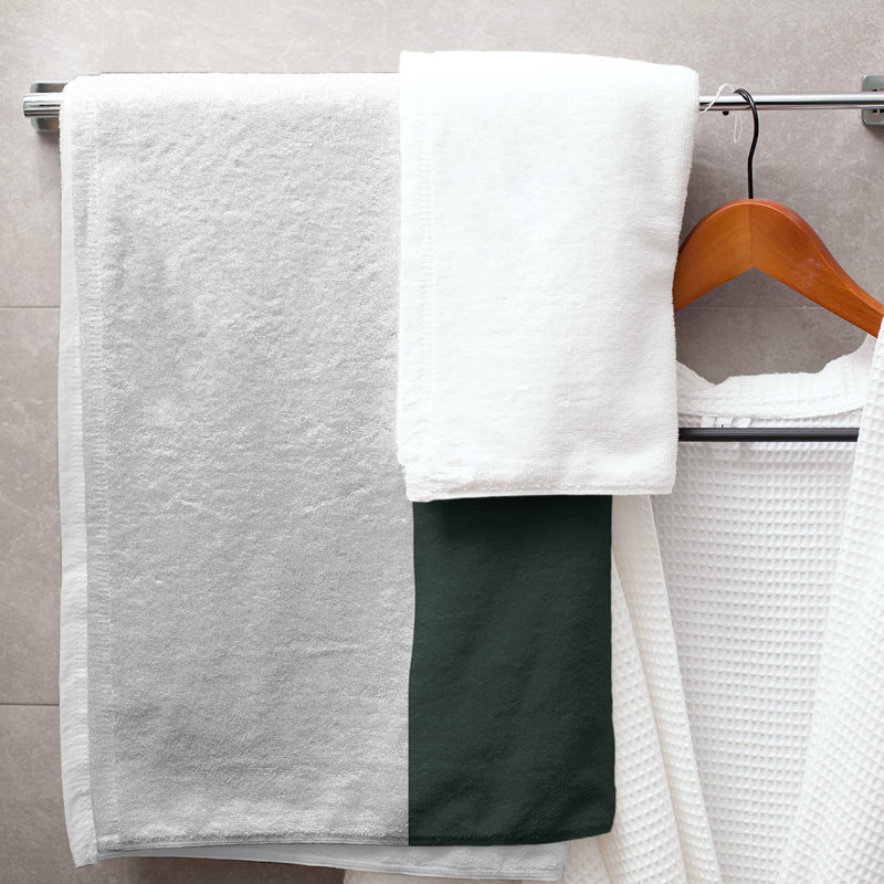 Bath Towel, White/Green