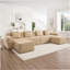 Modular 3 Seat U Shape Sectional Boneless Sofa With Deep Seat, Cloud-Like Comfort, Throw Pillows And 2 Movable Ottomans For Family Relaxation-776477313-776477315