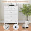 Commode 5 tiroirs spacieuse avec rangement - commode haute moderne pour la chambre à coucher, grands tiroirs en bois, design contemporain robuste, sécurité anti-basculement, surface supérieure large - blanc