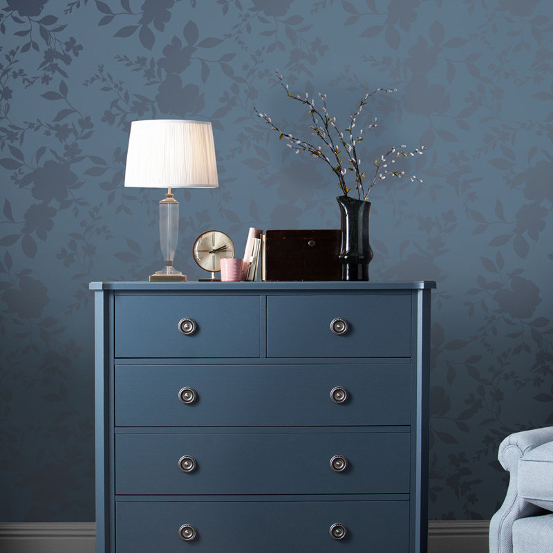 Laura Ashley Westbourne Midnight Blue Wallpaper, Midnight Blue