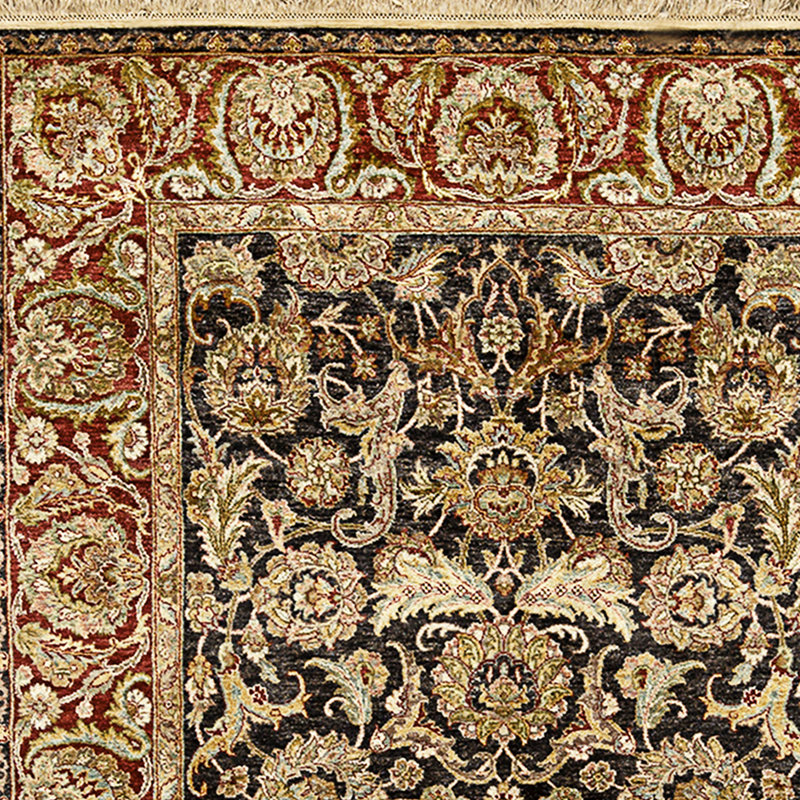 High-Quality Hand-Knotted Black And Red Area Rug