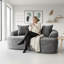 Canapé incurvé de 164 cm avec coussins à ressorts ensachés, velours côtelé gris, 3 coussins décoratifs, compact pour les petites pièces, aucun assemblage requis, velours côtelé, option d'assise compacte, nécessaire