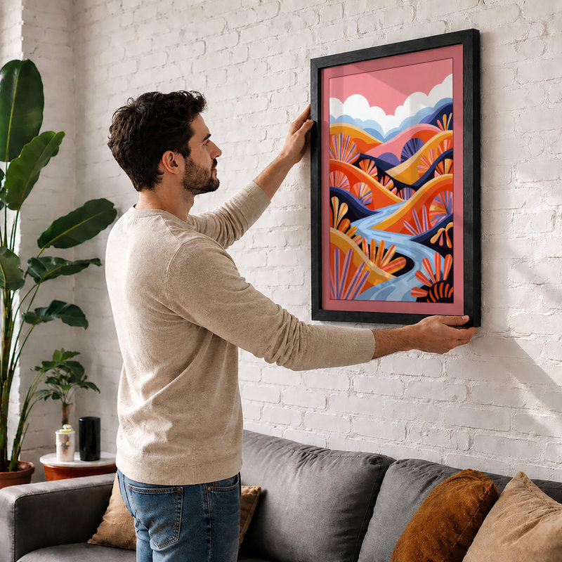 Undulating Landscape Modern - Print, A3 - 42.0 x 29.7 cm, White