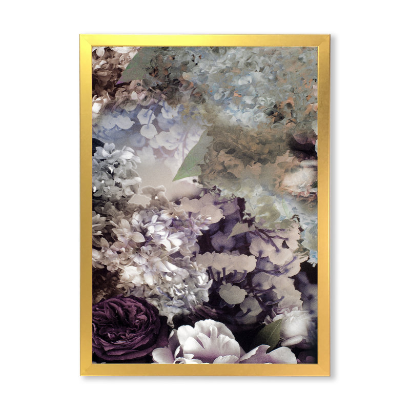 Tissu grung rose pâle en soie - reproduction sur toile, Encadrement doré, H 36 po x l 24 po