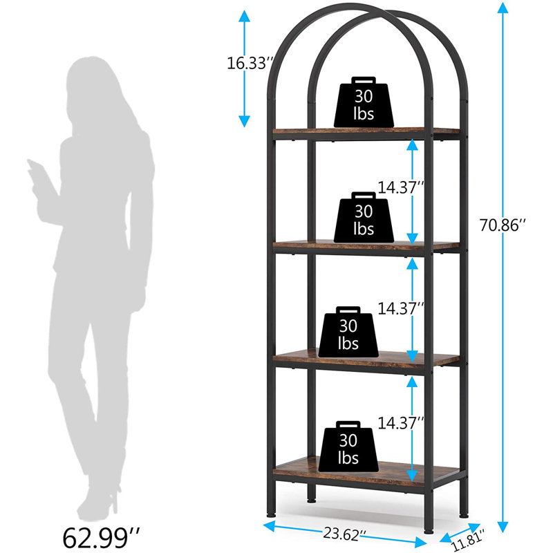 Owensby 70.9'' H X 23.6'' W 4-Tier Etagere Bookcase, White