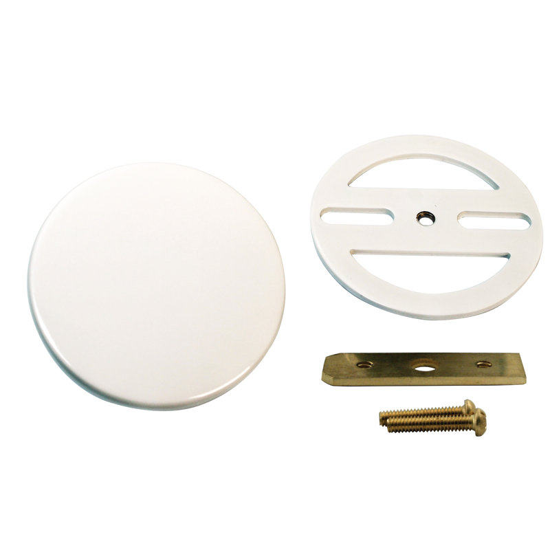 Ensemble de drain de baignoire 14 "en laiton calibre 14 avec un débordement sans trou, Blanc thermolaqué