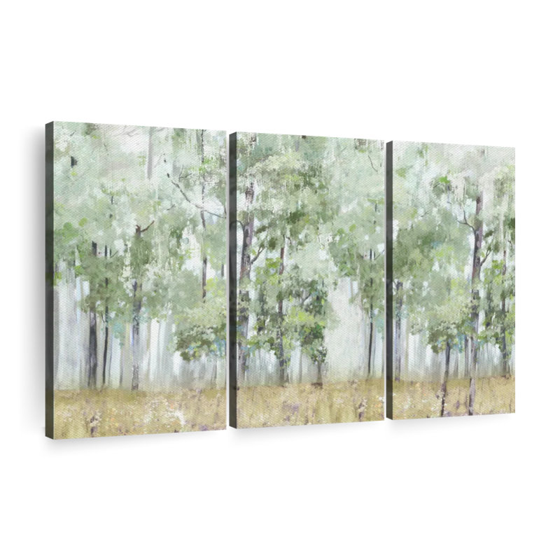 «Into The Forest Light», 3 pièces sur toile, H 48 po x l 74 po x P 1,25 po