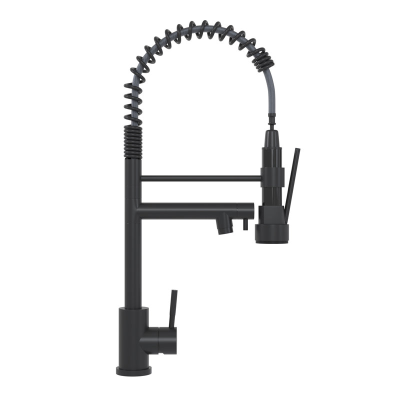 19" Single Handle Kitchen Faucet, Matt Black Finish - Stainless Steel 304, Complements Modern Bathroom Styles Faucet Made With Design For Homes