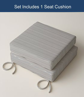 3" Deep Seat Cushion Ticking Stripe - Water-Resistant, Dark Gray, 22" W x 22" D