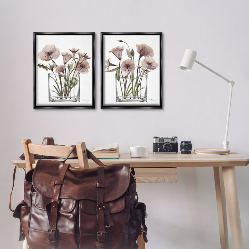 Ensemble de 2 cadres flottants Earthy Infatuation Bouquet, design par Albert Koetsier, Cadre flottant noir de jais