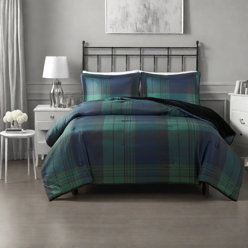 Ensembles de literie très confortables, tissu écossais en polyester pour maison moderne