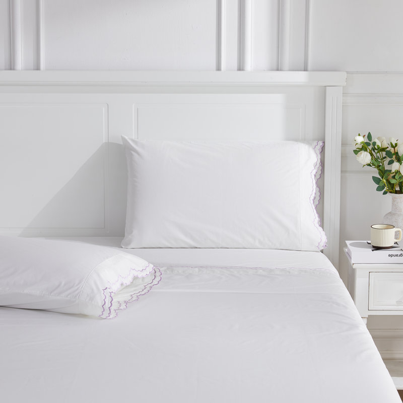 Bara Sheet Set, Twin Sheet Set with 1 Pillowcase, Purple/White