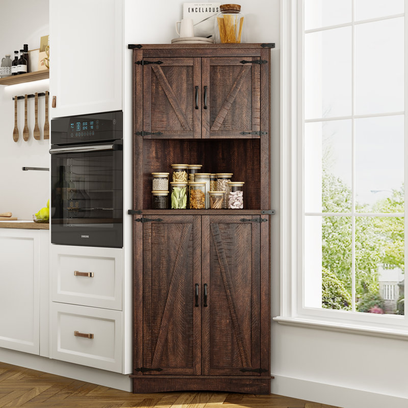 Garde-manger de coin 68 "avec 4 portes et tablettes réglables