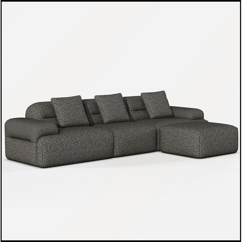 Canapé modulaire avec repose-pieds modulaire Modern Cloud, DARK GREY Corduroy, DARK GREY