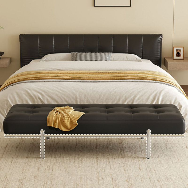 Banc rembourré, H 15,75 po x l 39,37 po x P 17,52 po, Noir