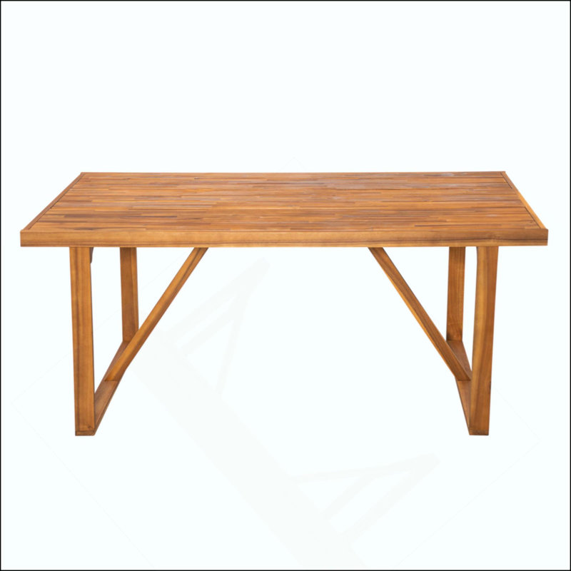 Table de salle à manger en bois d'acacia, idéale pour les rassemblements de patio et de jardin, finition teck